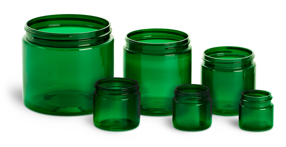 Green PET Straight Sided Jars  (Bulk), Caps Not Included