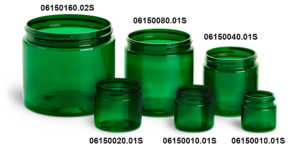 Plastic Jars, Green PET Straight Sided Jars (Bulk) Caps Not Included