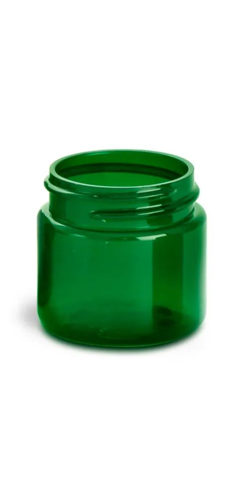 1 oz Green PET Straight Sided Jars  (Bulk), Caps Not Included