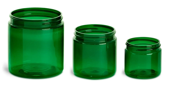 6oz PET Plastic Single Wall Jar 63-400 Green - Liquid Bottles LLC