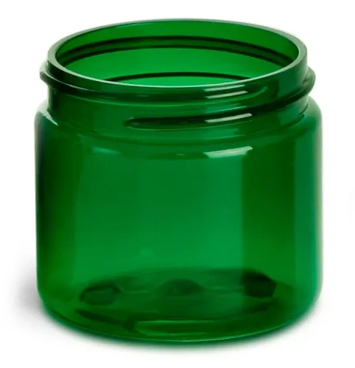 2 oz Green PET Straight Sided Jars  (Bulk), Caps Not Included