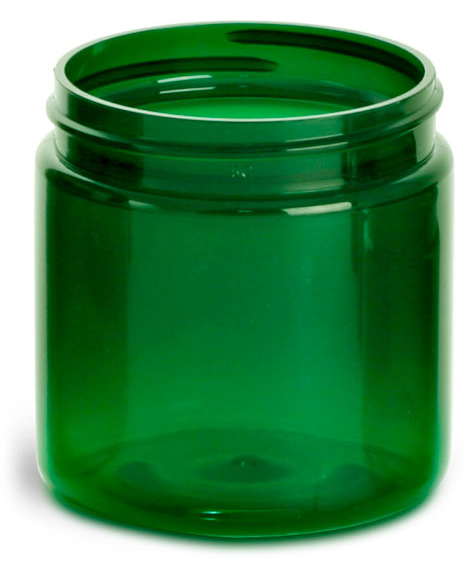 4 oz Green PET Straight Sided Jars (Bulk), Caps Not Included