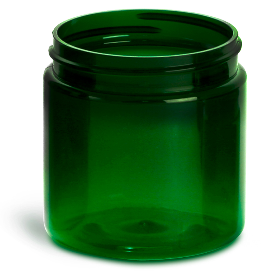 4 oz Plastic Jars, Green PET Straight Sided Jars (Bulk), Caps Not Included