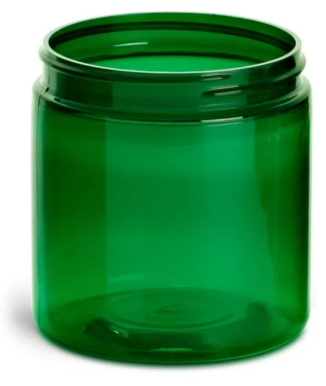 8 oz Green PET Straight Sided Jars  (Bulk), Caps Not Included