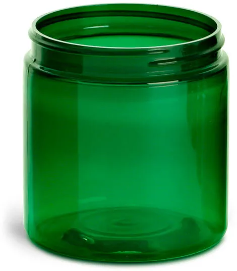 4 oz Green PET Straight Sided Jars  (Bulk), Caps Not Included
