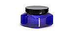 PET Plastic Jars, Blue Square Jars w/ Black Smooth Plastic Lined Caps