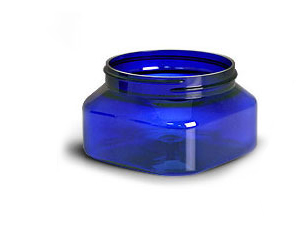 8 oz Blue PET Square Jars (Bulk), Caps Not Included