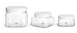 Clear PET Square Jars w/ White Smooth F217 Lined Plastic Caps
