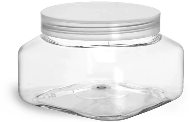 8 oz Clear PET Square Jars w/ Natural Unlined Caps
