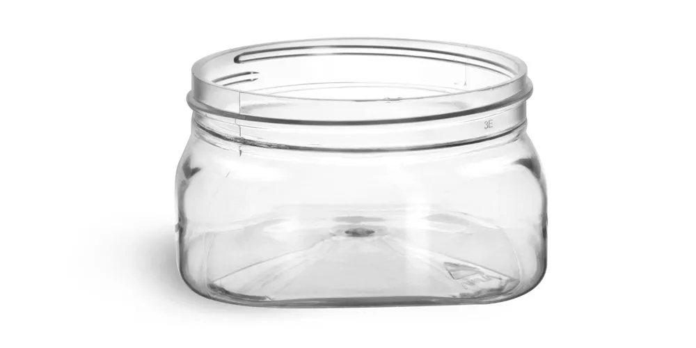 4 oz Clear PET Square Jars (Bulk), Caps Not Included