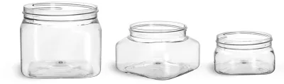 Clear PET Square Jars (Bulk), Caps Not Included