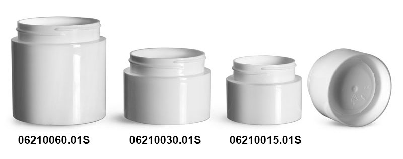 Plastic Jars, White Polypropylene Round Open Bottom Jars (Bulk), Caps Not Included