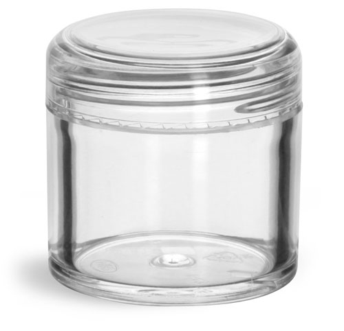 Sks Bottle & Packaging - 1 Oz Clear Styrene Jars W  Dome Caps