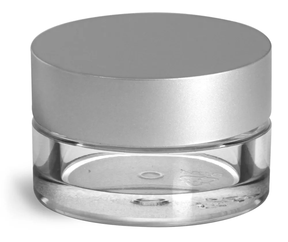 5 ml Clear PET Jars w/ Matte Silver Caps