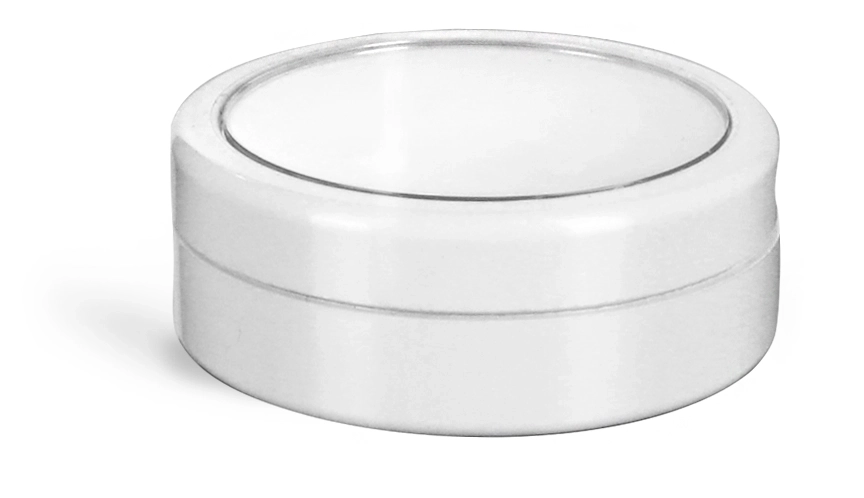 Plastic Jars, White Urea Plastic Jars w/ White Caps