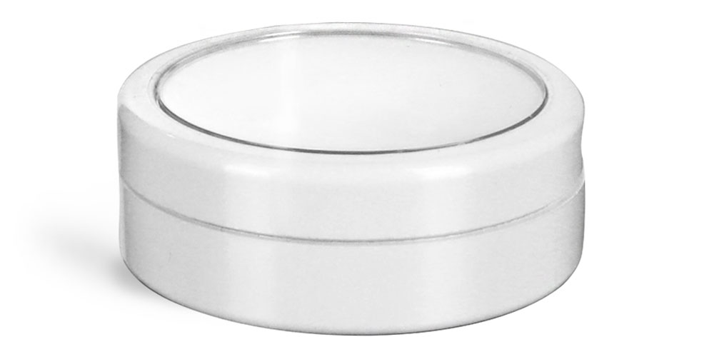 1/2 oz White Jar with White Cap and Clear Window