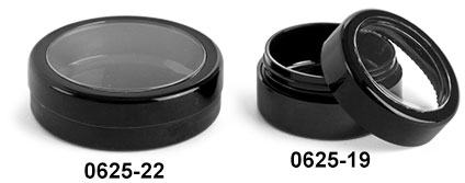 Plastic Jars, Black ABS Cosmetic Jars With Window Lids