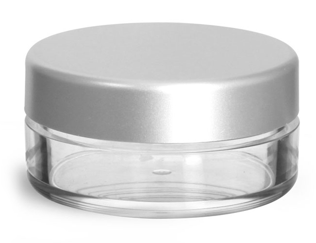 20 ml Clear Styrene Jars w/ Matte Silver Caps