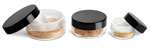 Clear Polystyrene Jars with Natural Double Sifters & Black Smooth Lined Caps