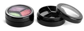 Plastic Jars, Black Cosmetic Jars w/ 3 Dividers & Black Window Lids