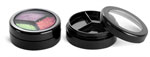 Black Cosmetic Jars with 3 Dividers & Black Window Lids