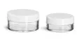 Clear Polystyrene Jars w/ White Smooth Lined Caps