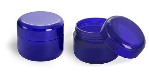 Blue Styrene Jars w/ Blue Styrene Unlined Caps