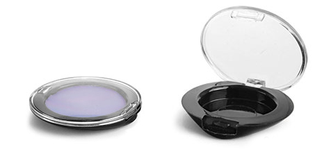 Plastic Jars, Black Cosmetic Jars w/ Clear Hinged Lids