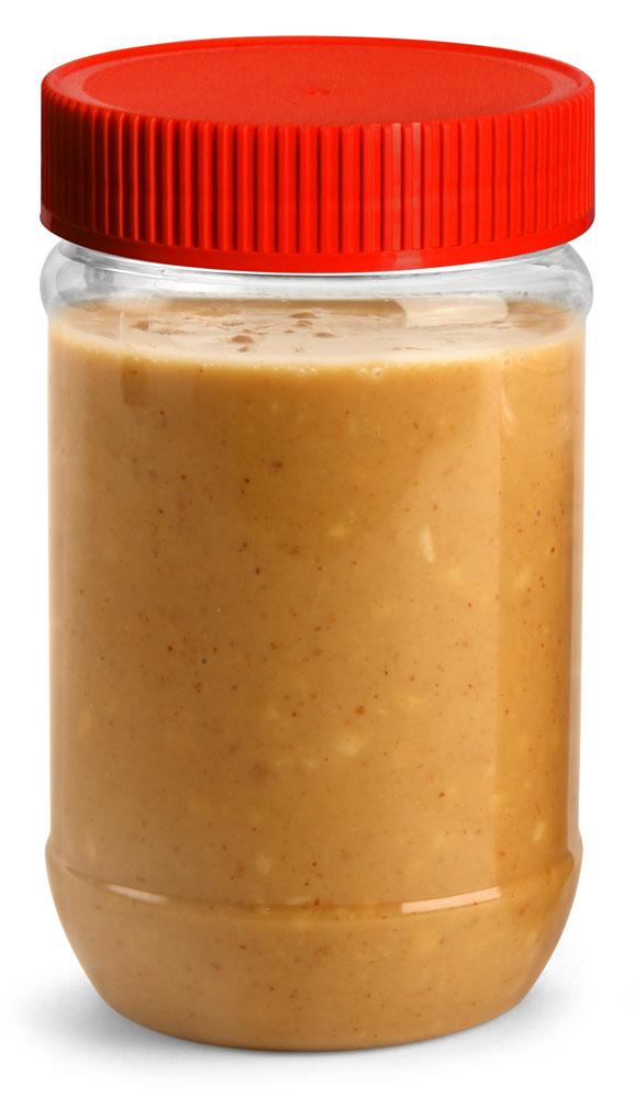 SKS Bottle & Packaging 17 oz Plastic Jars, Clear PET Peanut Butter
