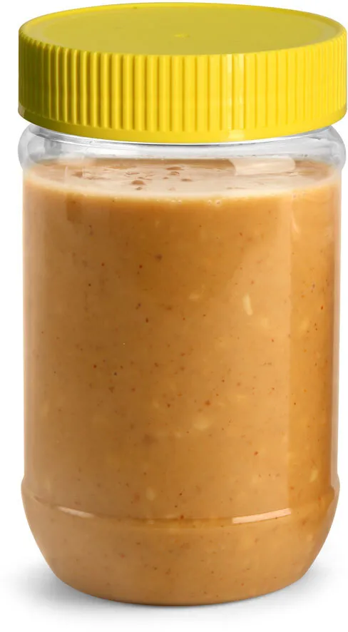 Clear Airtight Peanut Butter Snack Round Plastic Jars With Lids 38oz 1120ml  1000g