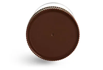 PET Plastic Jars, Clear Food Jars w/ Brown Ribbed Induction Lined Caps