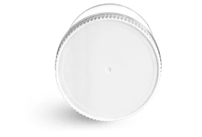 PET Plastic Jars, Clear Food Jars w/ White Ribbed Induction Lined Caps