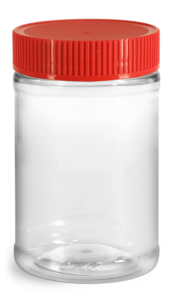 16oz (473ml) Clear PET Peanut Butter Smooth Bottom Round Plastic Jar -  70-400 Neck