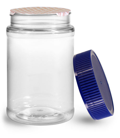 Download SKS Bottle & Packaging - 16 oz Plastic Jars, 16 oz Clear PET Round Jar w/ Blue Ribbed Induction ...