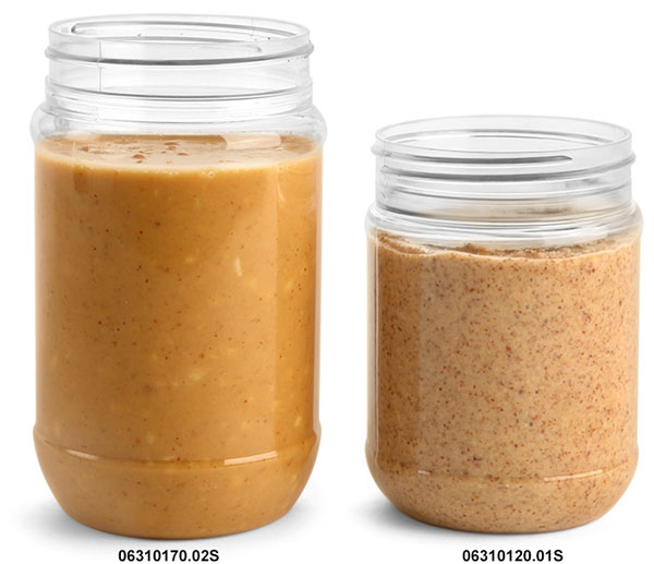 Plastic Jars, Clear PET Peanut Butter Jars (Bulk), Caps NOT Included