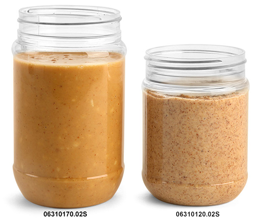 Plastic Jars, Clear PET Peanut Butter Jars (Bulk), Caps NOT Included