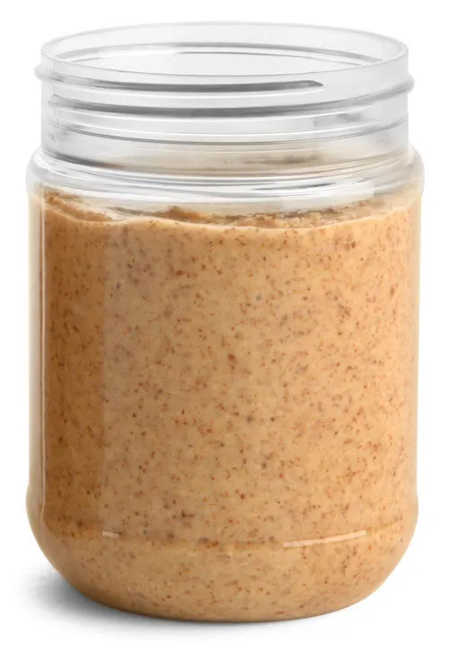 12 oz Clear PET Peanut Butter Jars (Bulk), Caps NOT Included