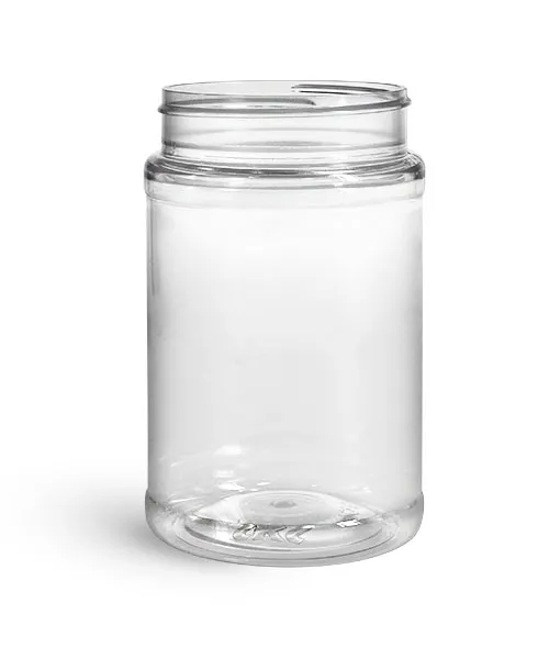 Food Jars, 16 oz Clear PET Plastic Jars (Bulk), Caps NOT Included