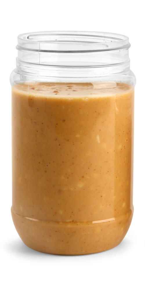 17 oz Clear PET Peanut Butter Jars (Bulk), Caps NOT Included