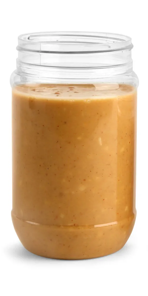 17 oz Clear PET Peanut Butter Jars (Bulk), Caps NOT Included