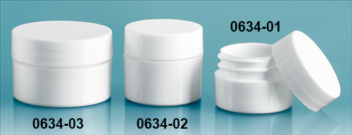 Plastic Jars, White Polypropylene Thick Wall Jars w/ White Lined Caps
