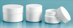 Polypropylene Plastic Jars, White Thick Wall Jars w/ White Lined Caps
