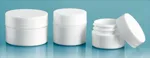 Polypropylene Plastic Jars, White Thick Wall Jars w/ White Lined Caps