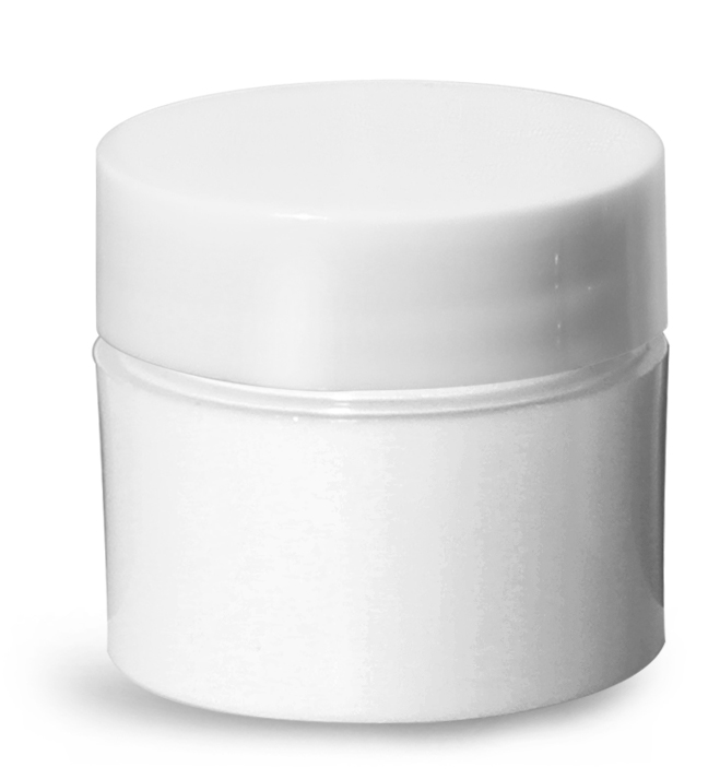 1/4 oz White Polypro Thick Wall Jars w/ White Lined Caps