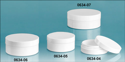 Plastic Jars, White Polypropylene Thick Wall Jars w/ Lined Caps