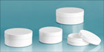 Polypropylene Plastic Jars, White Thick Wall Jars w/ Lined Caps