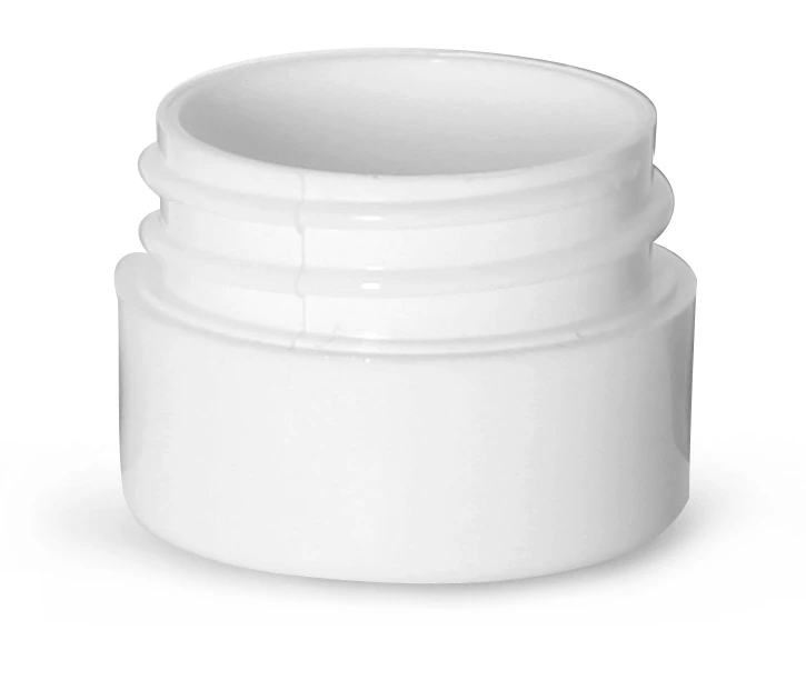 1/8 oz White Polypropylene Thick Wall Jars  (Bulk), Caps Not Included
