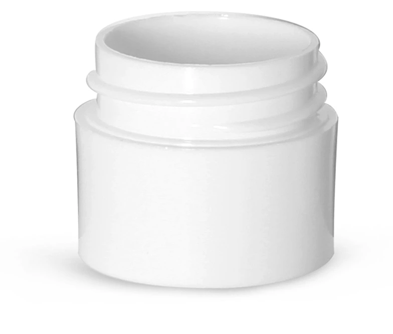 1/4 oz White Polypropylene Thick Wall Jars  (Bulk), Caps Not Included