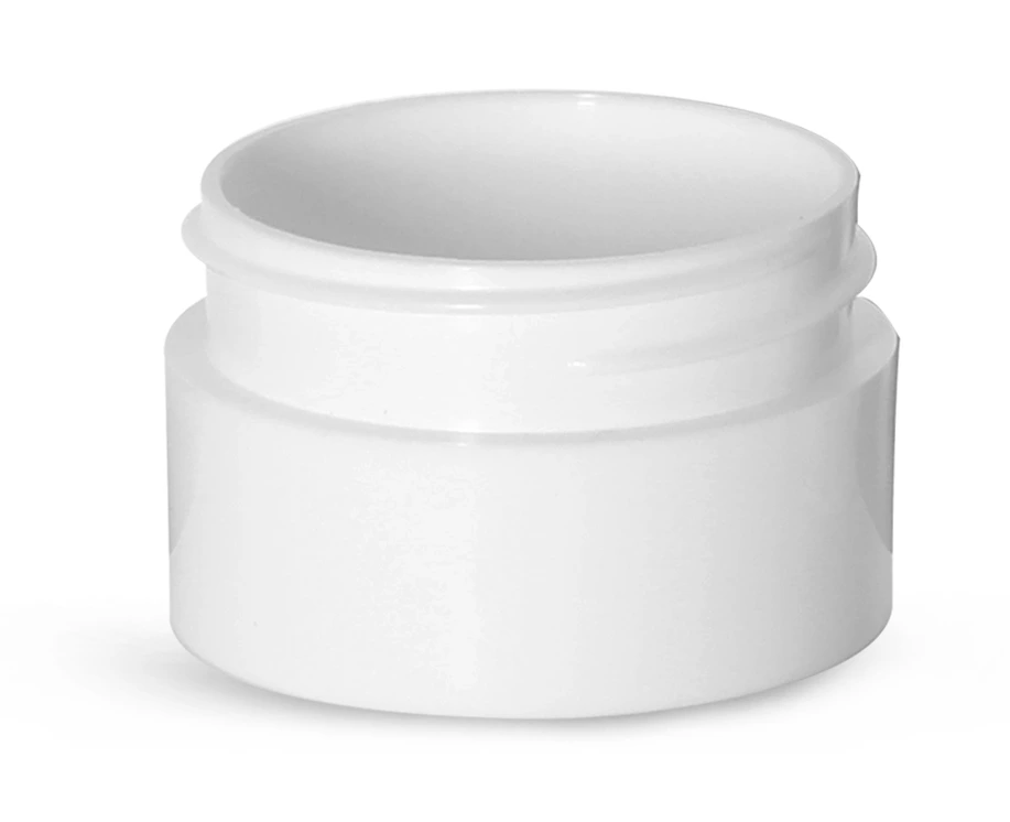 1/2 oz White Polypropylene Thick Wall Jars  (Bulk), Caps Not Included