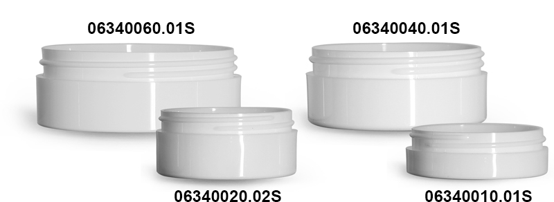 Plastic Jars, White Polypropylene Thick Wall Jars (Bulk) Caps Not Included